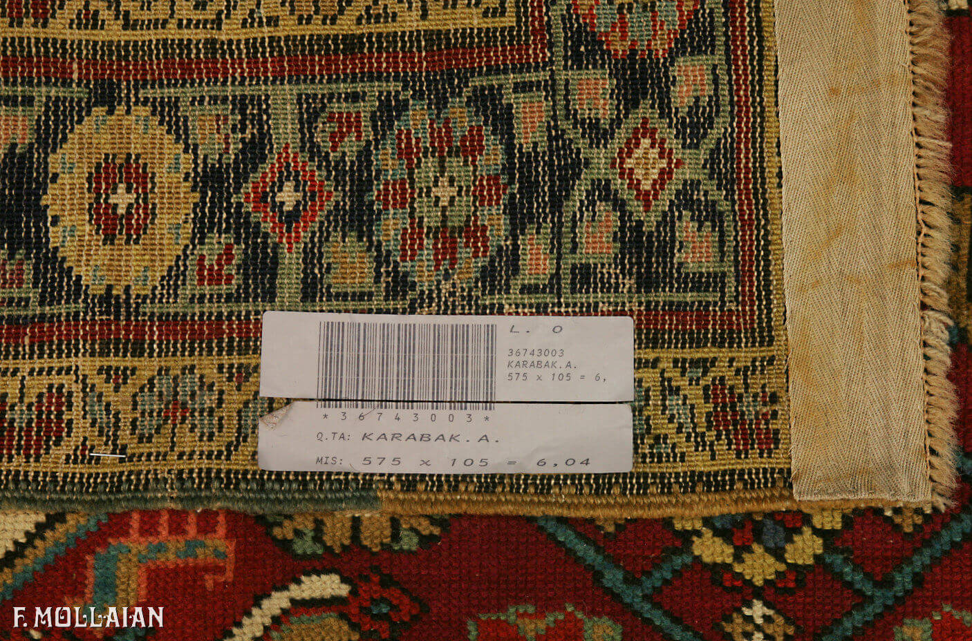 Hand-Knotted Antique Caucasian Karabakh (Qarabag) Long Runner Carpet n°:36743003